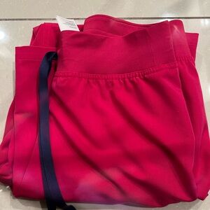 Figs Hot Pink Pants High Waisted Livingston with Dark Blue Accent
